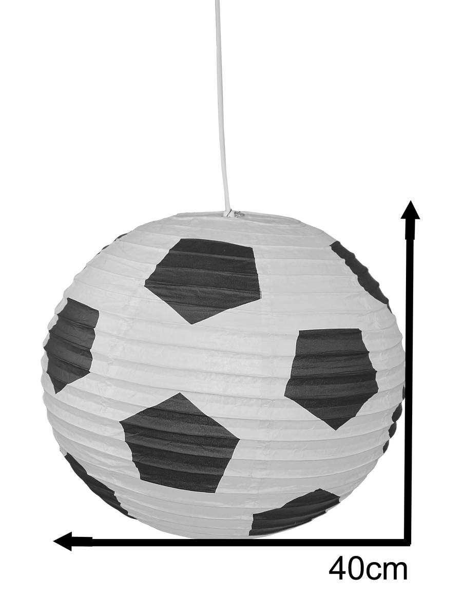 Niermann Pendelleuchte Fußball weiß schwarz Papier D: ca. 40 cm