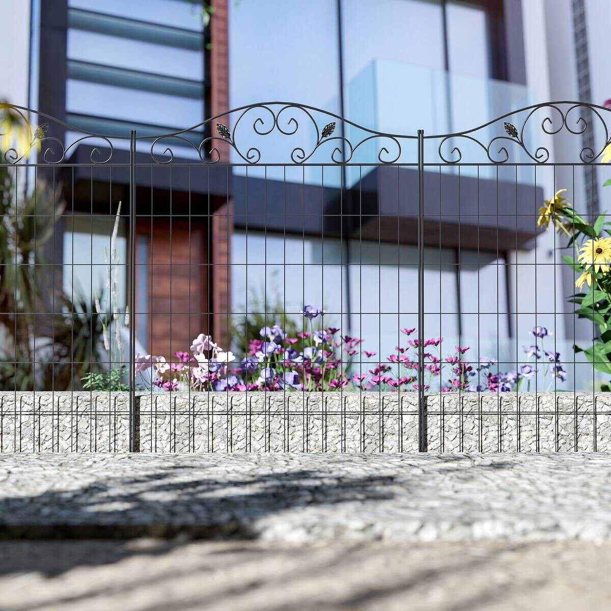 Outsunny Zaun schwarz Polypropylen B/H/L: ca. 0,8x365x112 cm