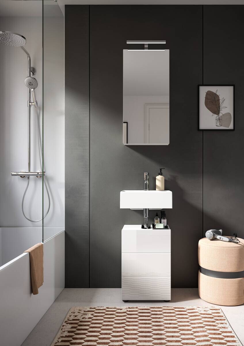 Badezimmer-Set VIRA weiß weiß Hochglanz B/H/T: ca. 38x190x34 cm Badezimmer-Set VIRA weiß weiß Hochglanz B/H/T: ca. 38x190x34 cm