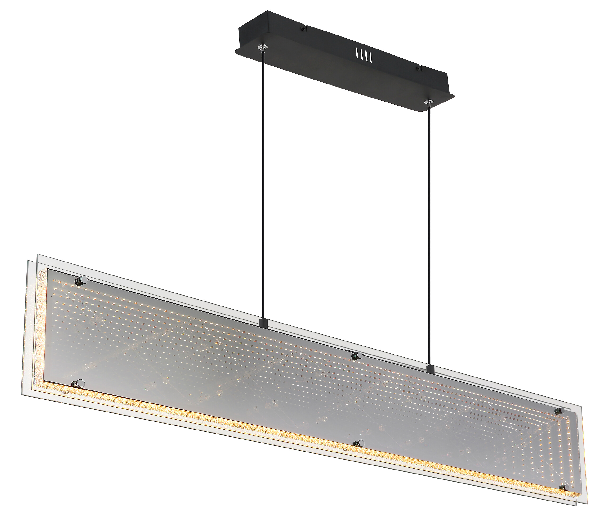 GLOBO Hängeleuchte klar schwarz Aluminium Glas Kunststoff B/H/L: ca. 8x120x113 cm 1.0 Brennstellen