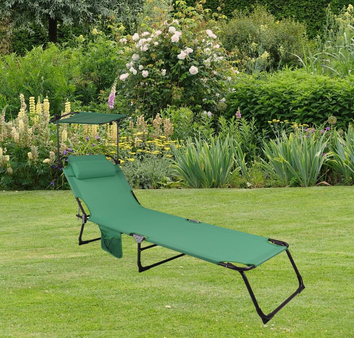 VCM Sonnenliege Bindox grün Stahl B/H/L: ca. 55x24x185 cm