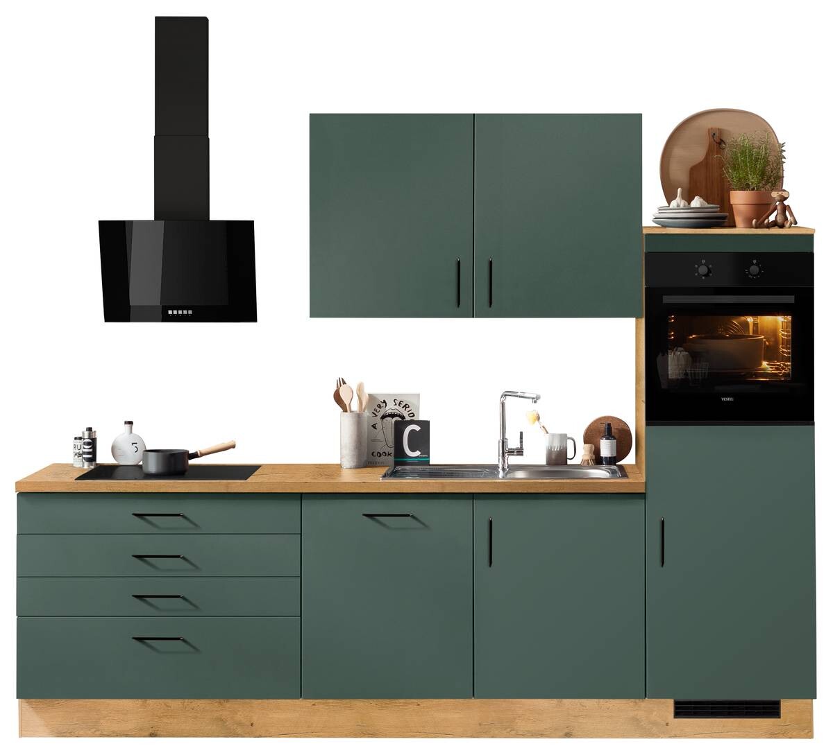 Impuls Küchenblock IP1200 dunkelgrün B/T: ca. 280x60 cm