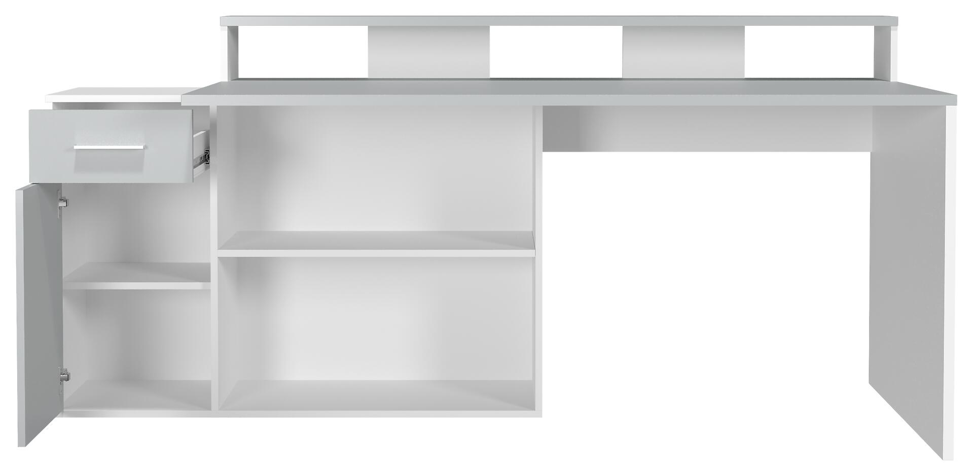 Schreibtisch Gamer hellgrau matt weiß matt B/H/T: ca. 160x92x115 cm