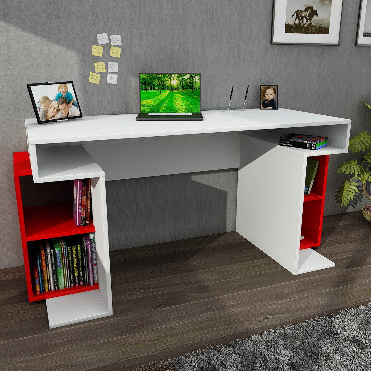 Schreibtisch Monument weiß rot B/H/T: ca. 140x75x75 cm Schreibtisch Monument weiß rot B/H/T: ca. 140x75x75 cm