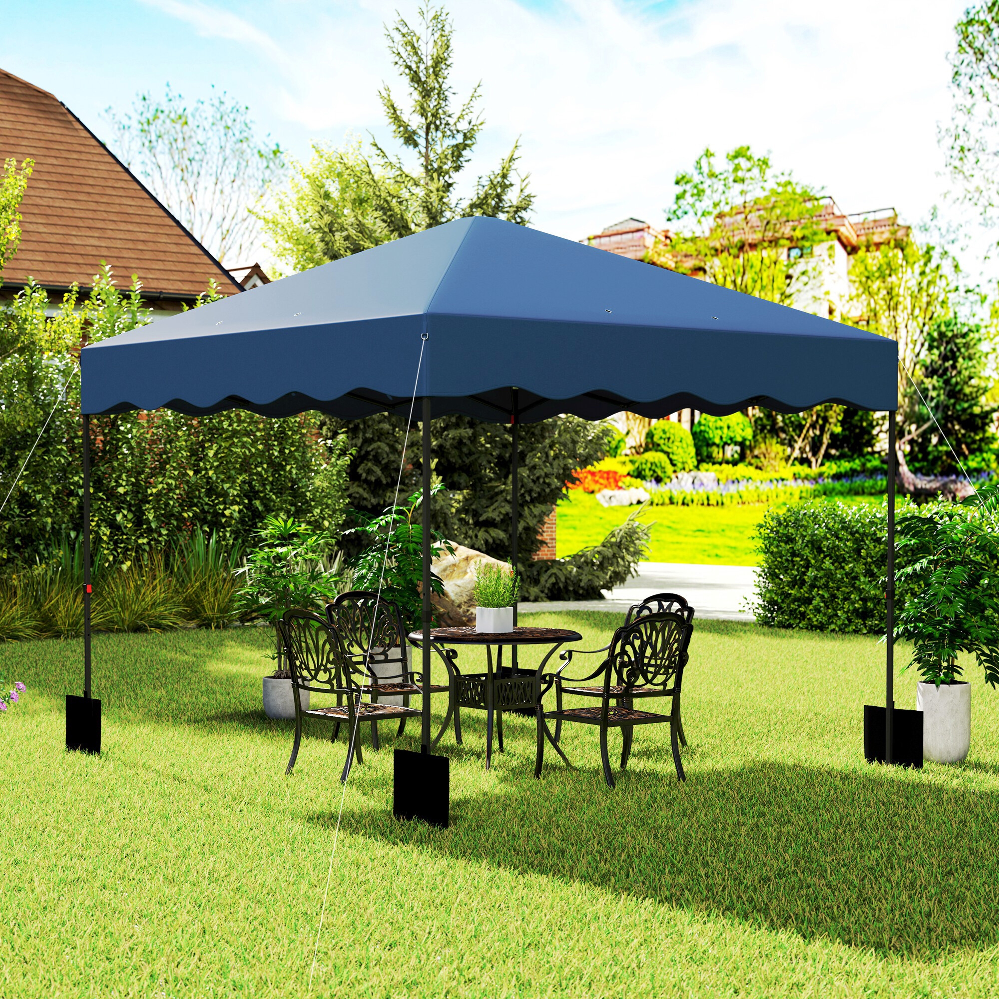 Outsunny Pavillon blau Metall B/H/L: ca. 297x287x297 cm