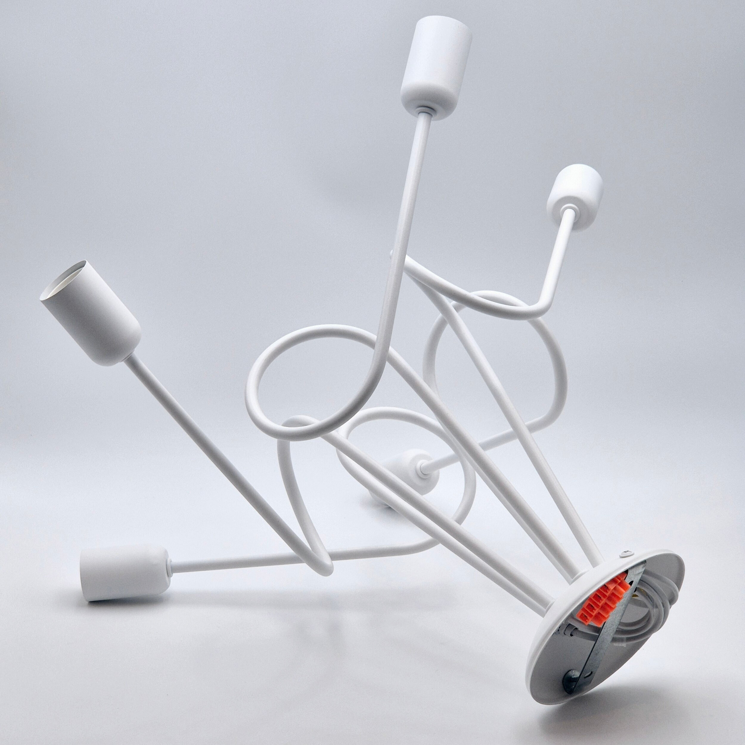 Lamkur Kronleuchter weiß Stahl B/H/L: ca. 39x54x54 cm E27 5 Brennstellen