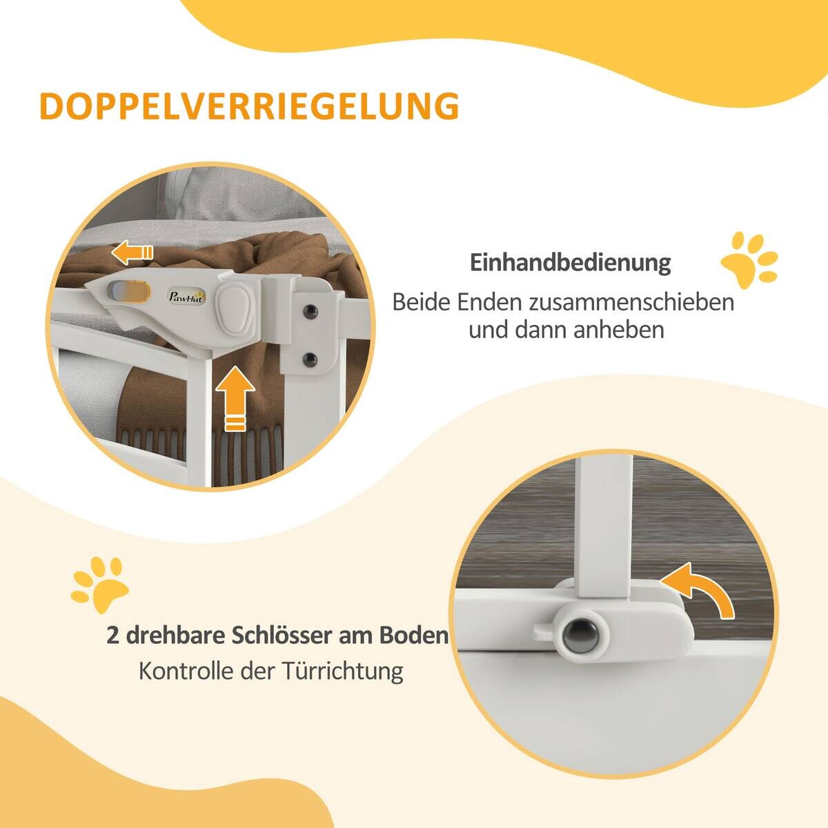 PawHut Türschutzgitter weiß Stahl B/H/L: ca. 4x76x100 cm