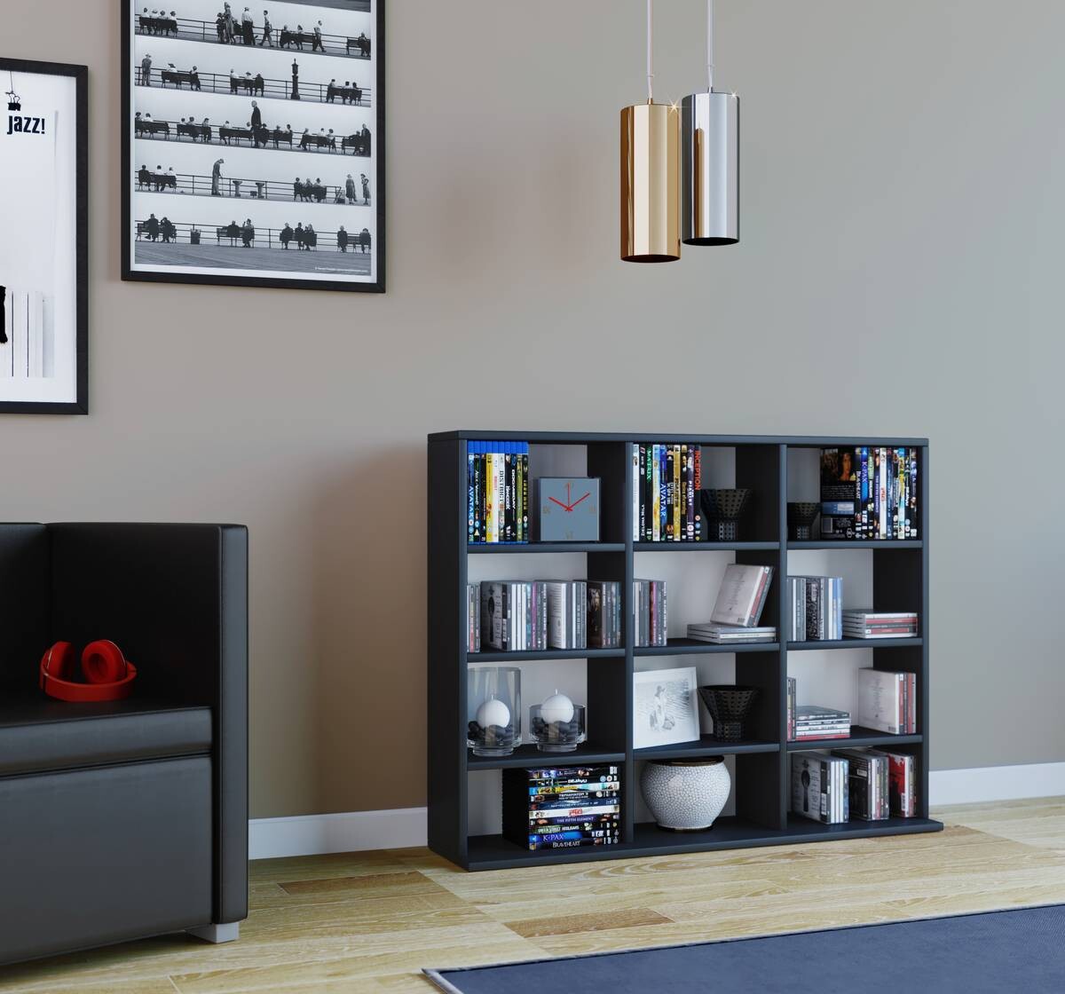 Regal Megosa Mini schwarz Holzwerkstoff B/H/T: ca. 102x83x23 cm