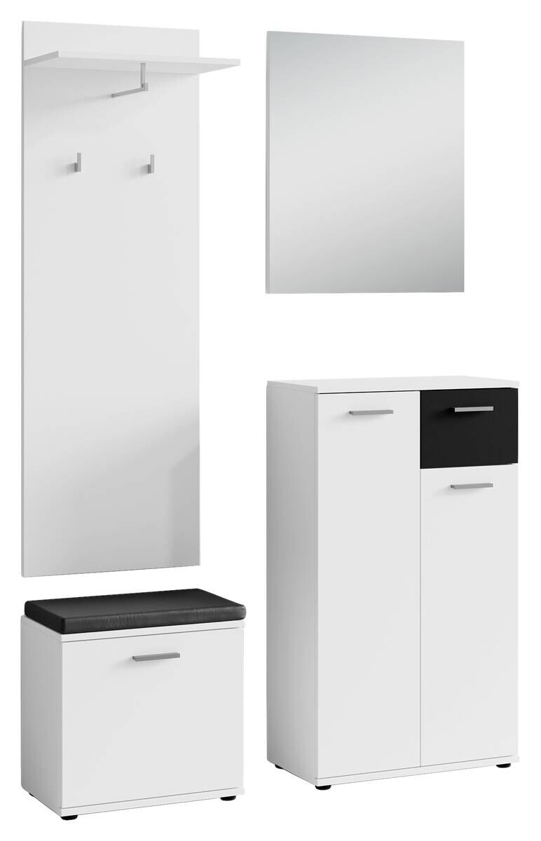 Garderobenset JAKOB Set 4-tlg. weiß schwarz