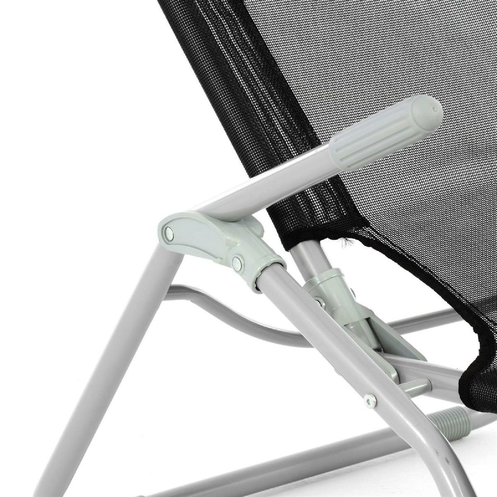 VCM Gartenliege-Set schwarz Stahl B/H/L: ca. 48x100x160 cm