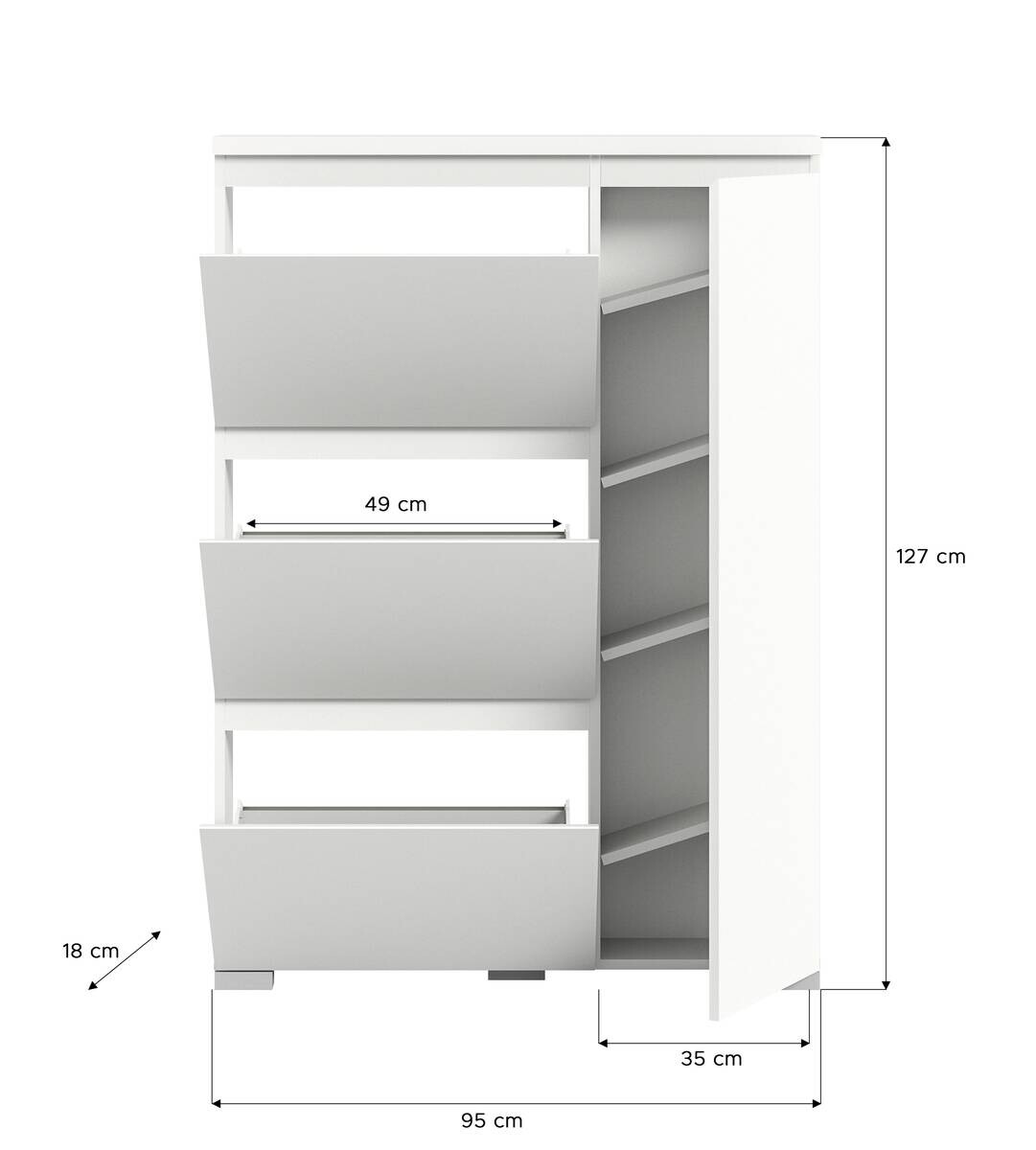 Schuhschrank Shoelove weiß grau B/H/T: ca. 95x130x18 cm