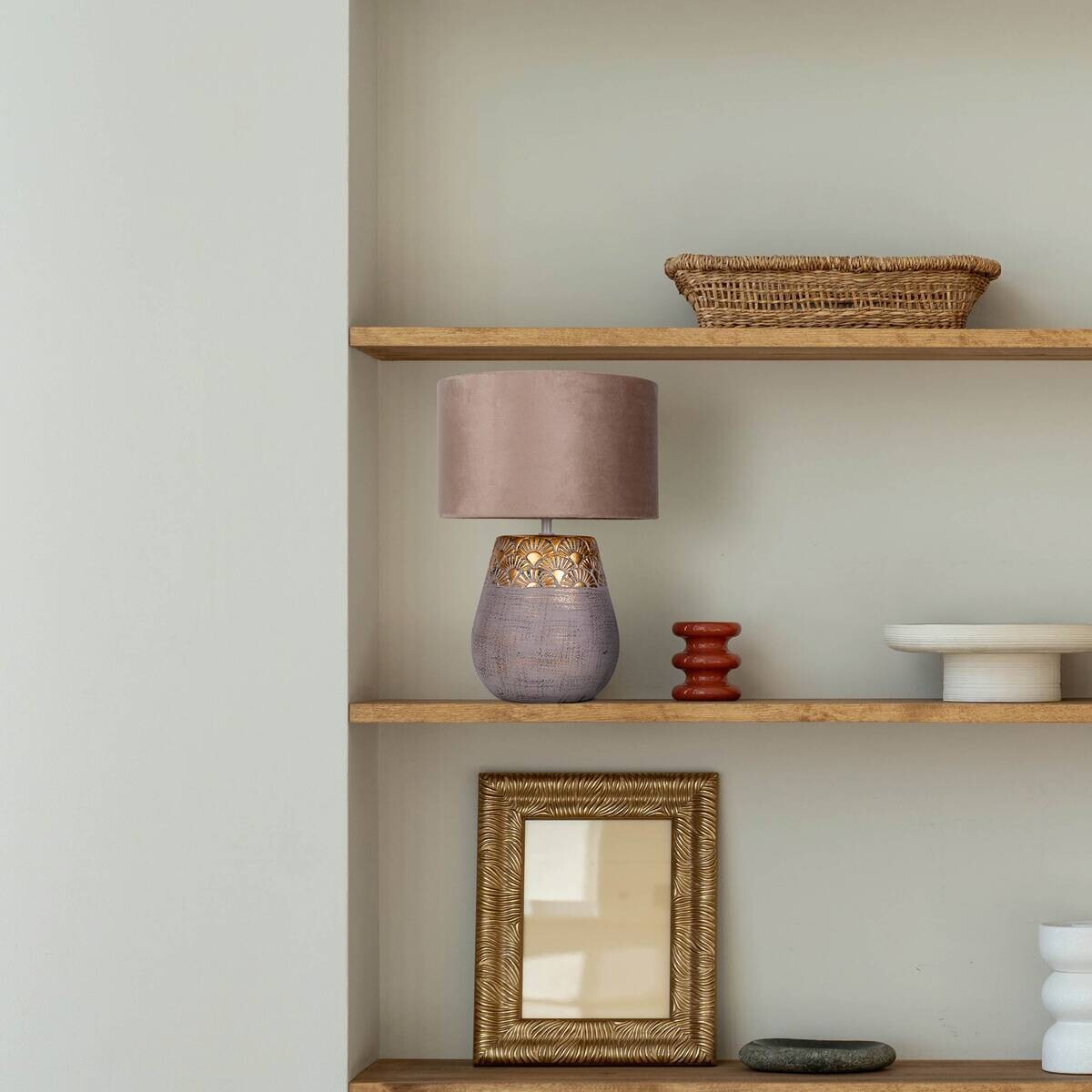 Näve Leuchten Tischleuchte beige Keramik B/H/T/D: ca. 26x39x26x26 cm E27 1 Brennstellen