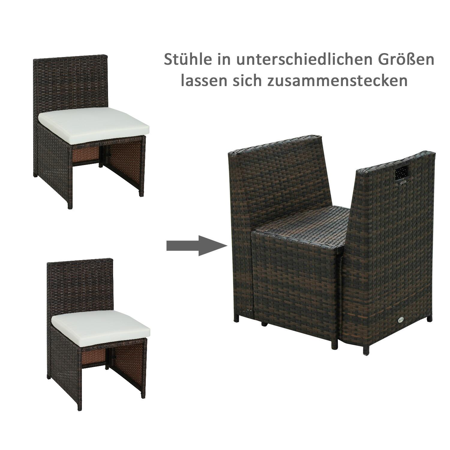 Outsunny Garnitur braun Polyrattan