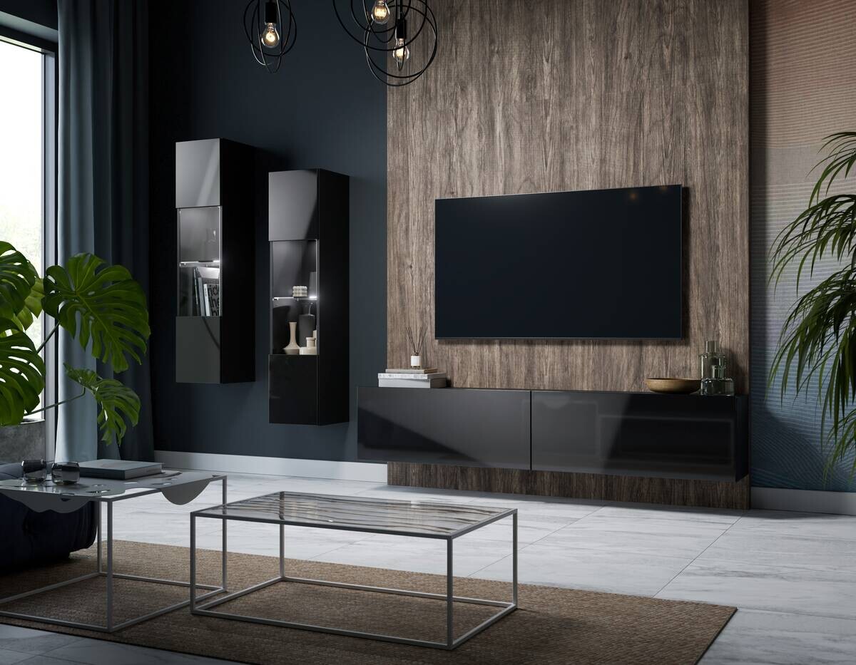 TV-Lowboard Otis schwarz Hochglanz B/H/T: ca. 180x37x32 cm