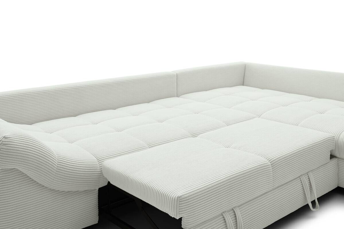 Ecksofa mit Bettfunktion ivory Microfaser B/H/T: ca. 303x88x202 cm