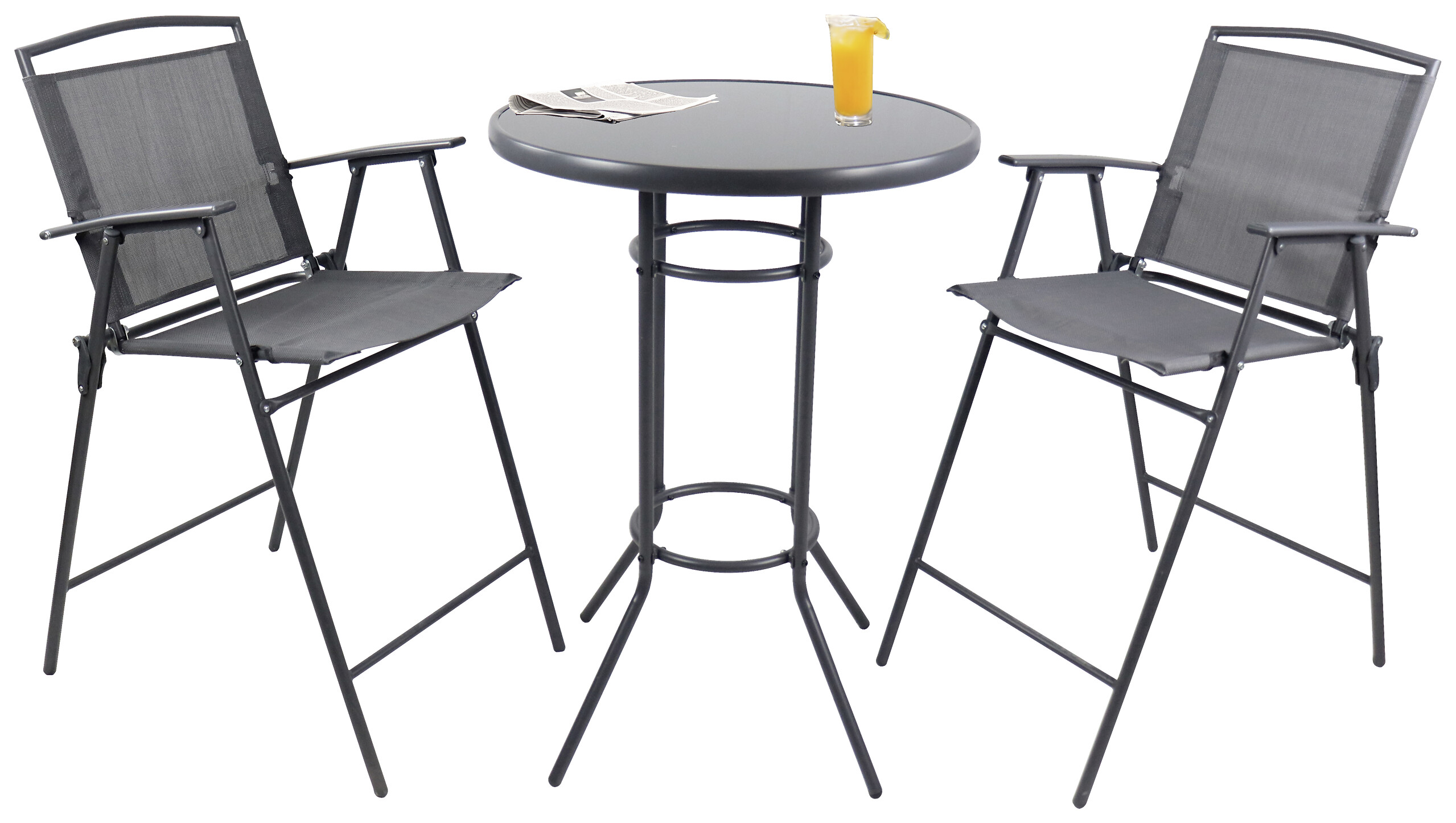 VCM Gartensitzgruppe Garlos anthrazit Stahl B/H/L: ca. 70x108x70 cm