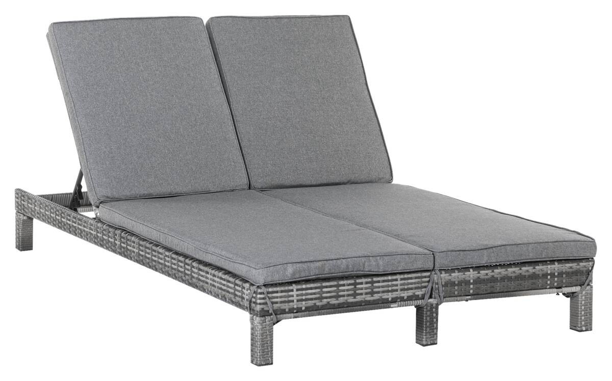 Outsunny Doppelliege grau Metall B/H/L: ca. 120x28x195 cm