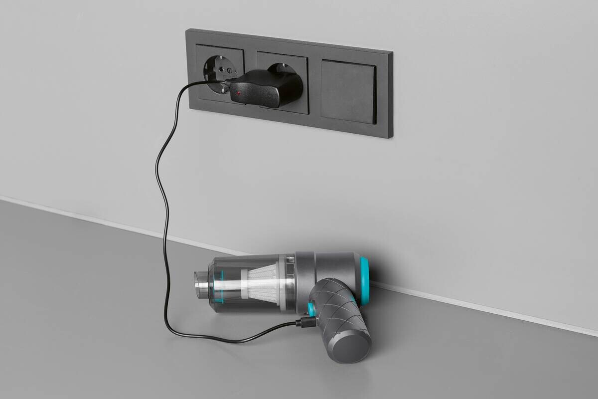 CLEANmaxx Akku-Handstaubsauger blau grau B/H/L: ca. 6,5x11,5x16 cm