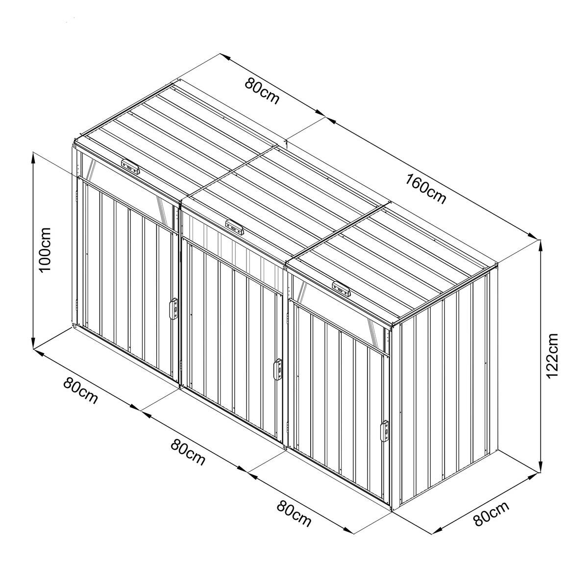 AXI Outdoor Living Mülltonnenbox Owen anthrazit B/H/L: ca. 80x122x240 cm