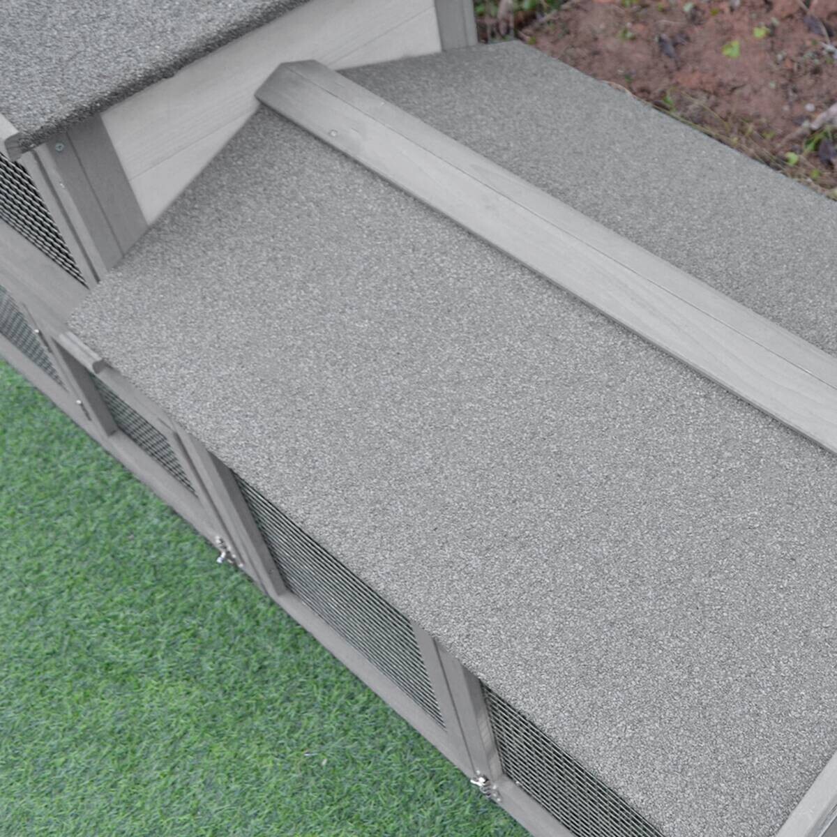 PawHut Kleintierstall grau Holz B/H/L: ca. 54x84x147 cm