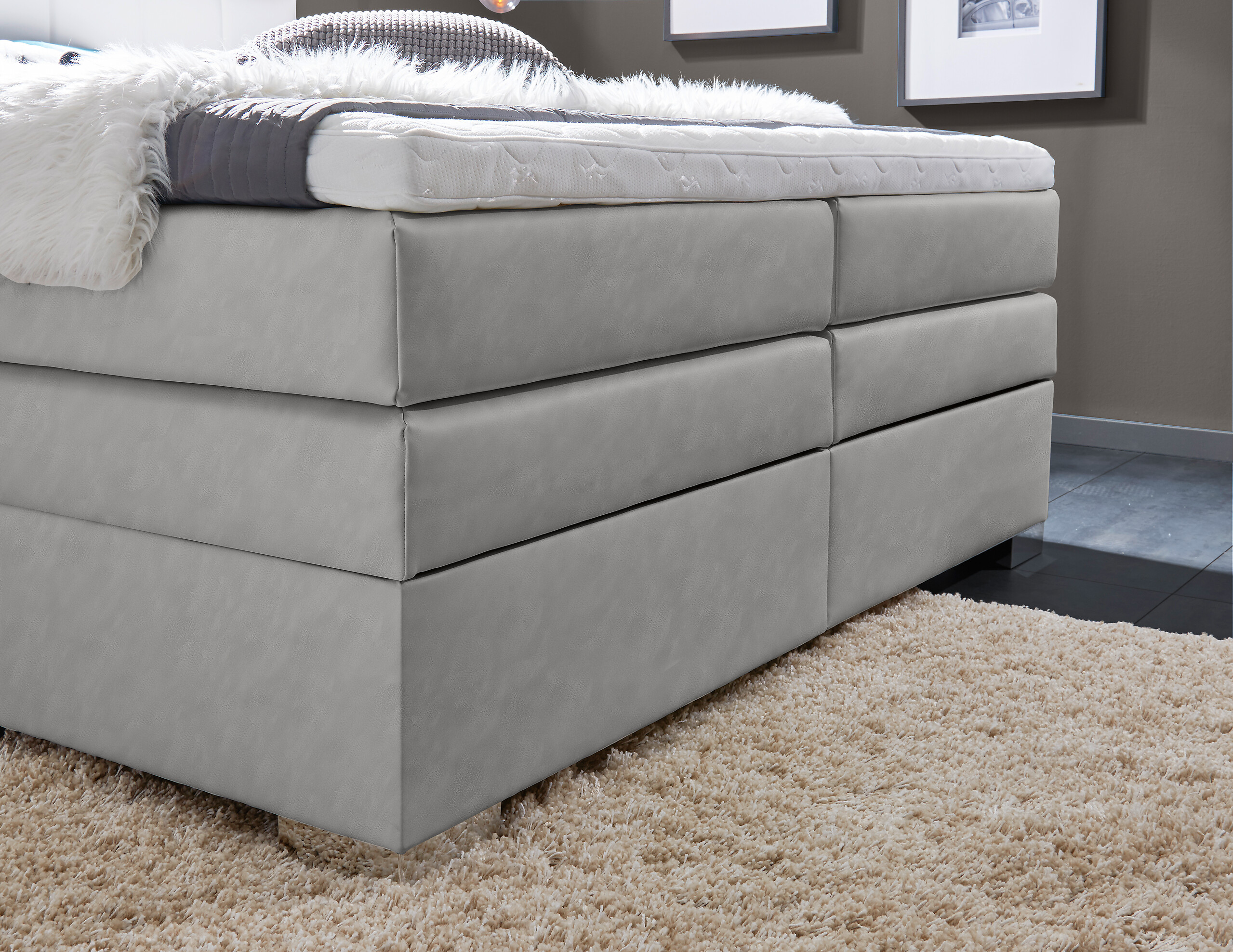 Boxspringbett Maratea silber Liegefläche B/L: ca. 180x200 cm