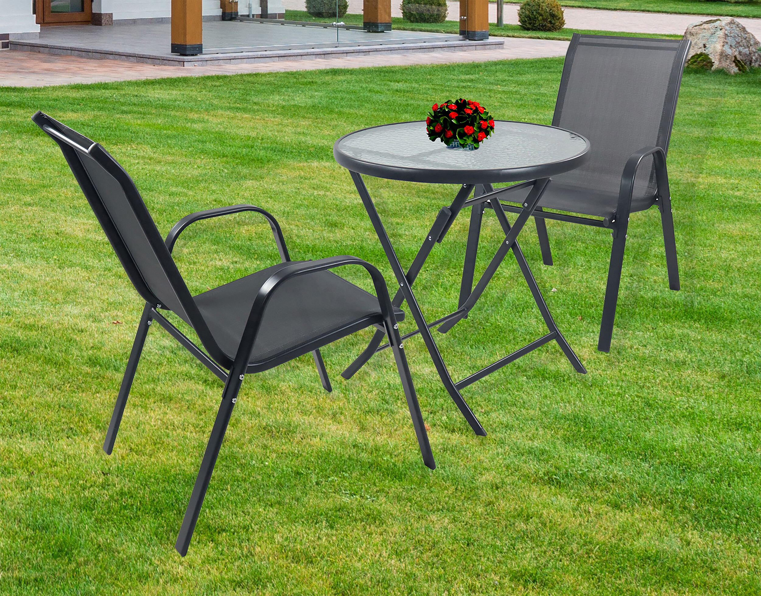 VCM Gartensitzgruppe Sonlas anthrazit Glas B/H/L: ca. 70x89x70 cm