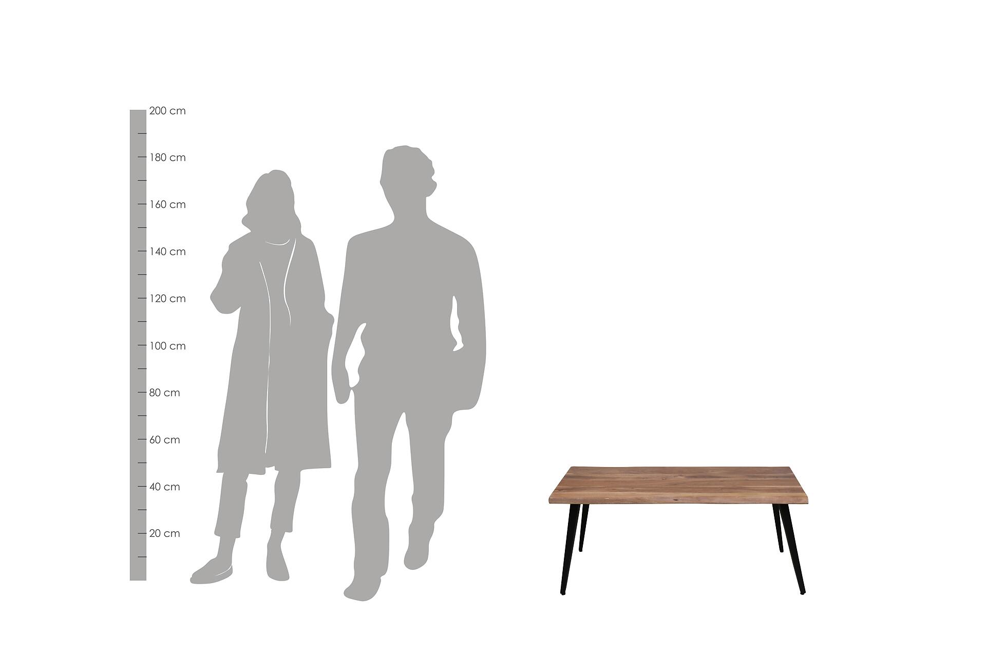 byLIVING Couchtisch CADDY natur schwarz Akazie Metall B/H/T: ca. 110x45x60 cm