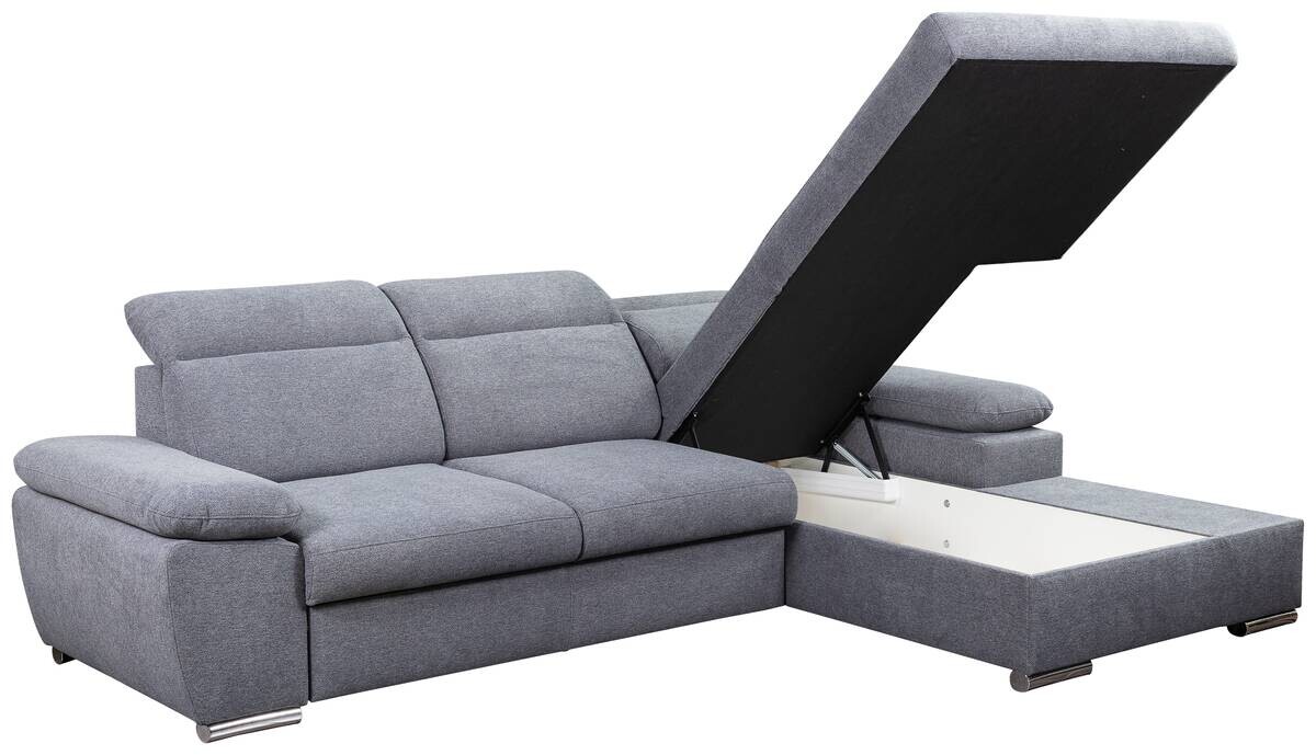 Ecksofa mit Bettfunktion und Bettkasten dunkelgrau Microfaser B/H/T: ca. 285x100x182 cm Ecksofa mit Bettfunktion und Bettkasten dunkelgrau Microfaser B/H/T: ca. 285x100x182 cm