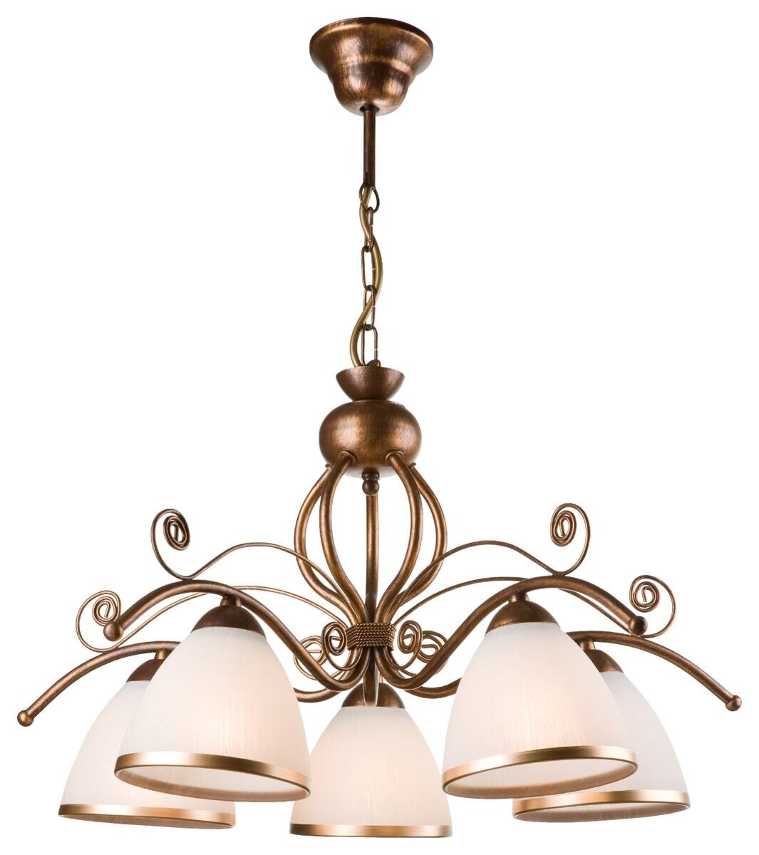 Lamkur Pendelleuchte Retro II braun Stahl Glas H/L: ca. 73x49 cm E27 5 Brennstellen