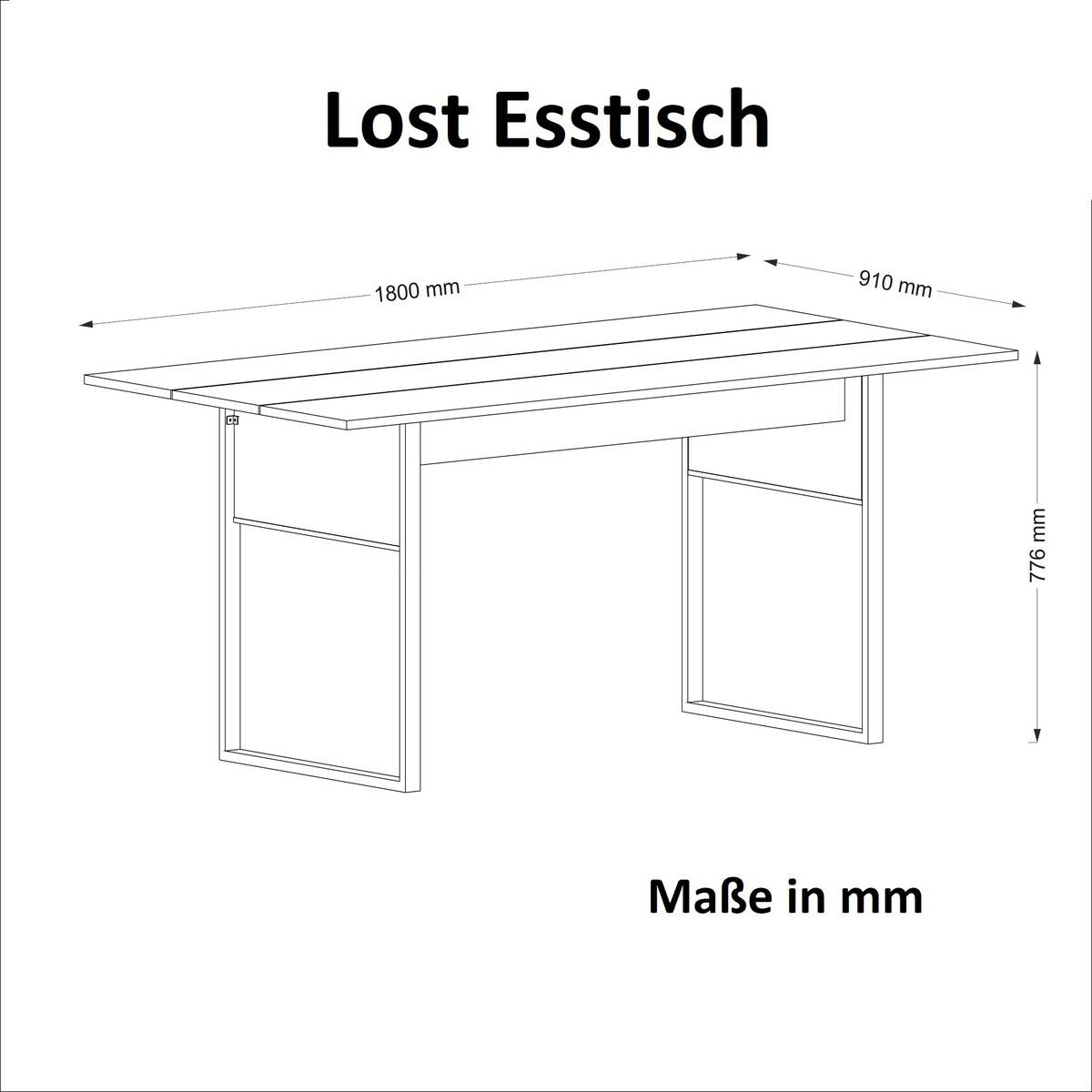 Esstisch Lost walnuss Nachbildung B/H/T: ca. 180x78x97 cm