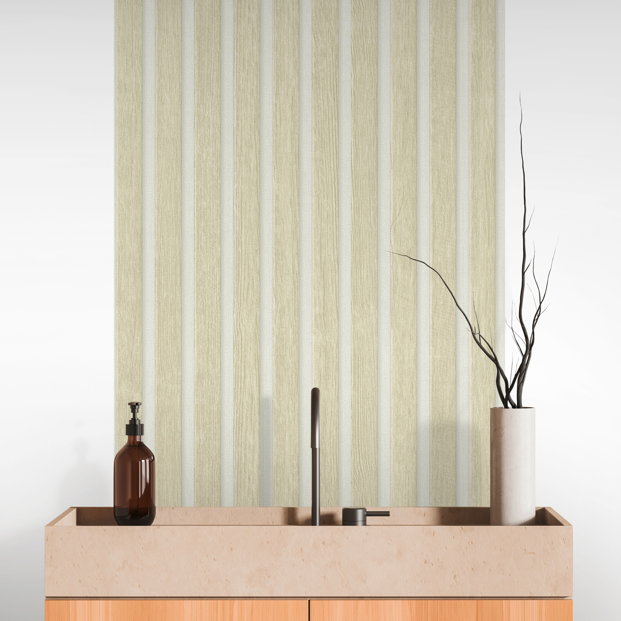 A.S.Creation Tapete weiß beige B/H/D: ca. 52x250x7,5 cm