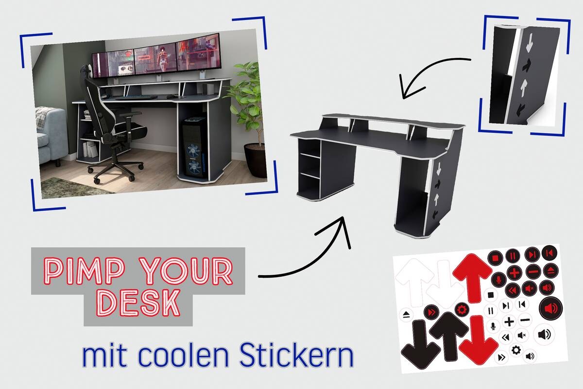 Schreibtisch MATRIX anthrazit weiß B/H/T: ca. 180x76,96x85 cm