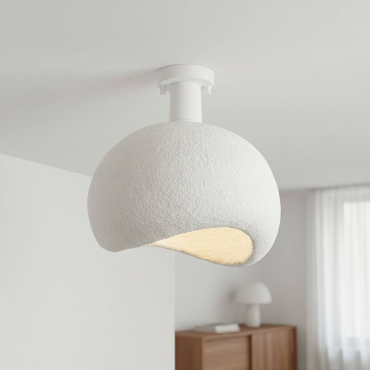 Opviq Deckenleuchte Yontu-15851 weiß Polyester-Mischgewebe Metall B/H/L: ca. 29x33x34 cm E27 1 Brennstellen