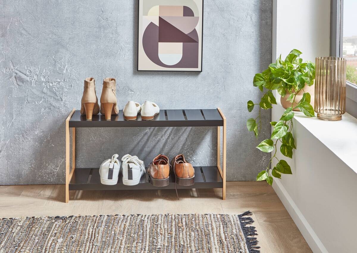 Schuhregal natur schwarz B/H/T: ca. 70x36x26 cm