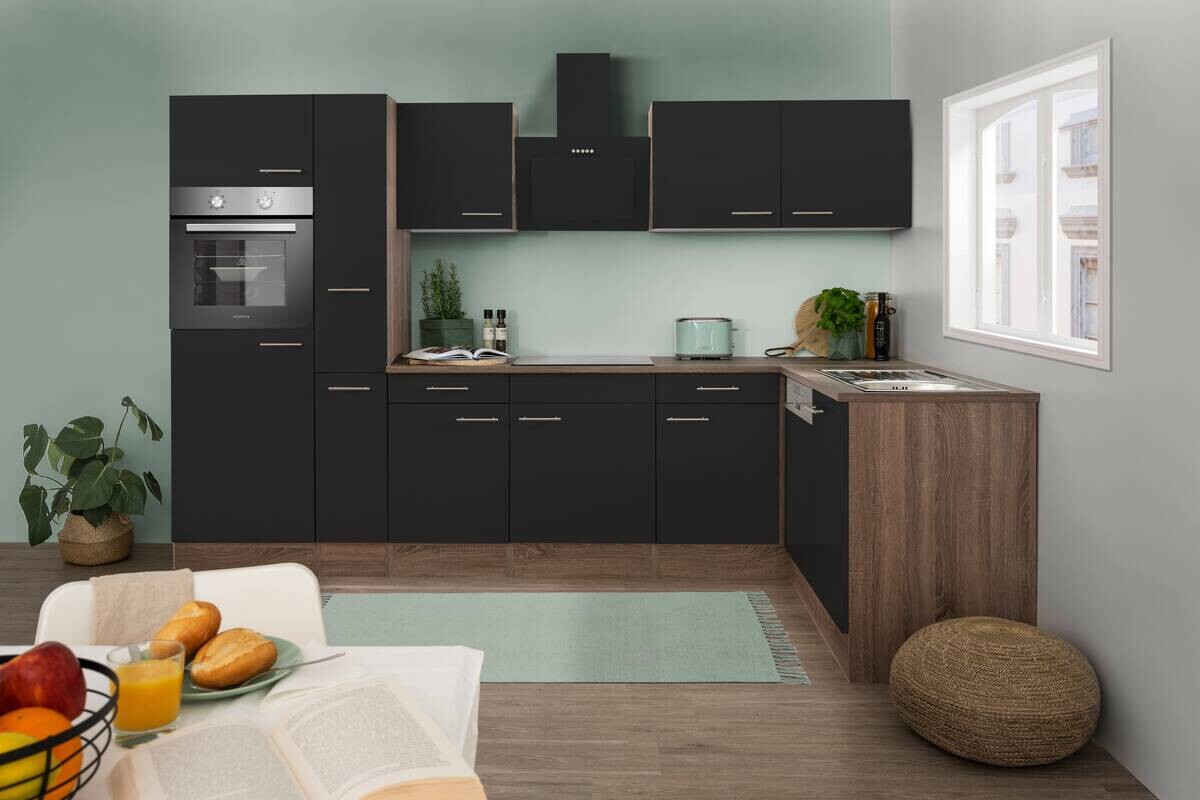 Respekta Winkelküche KBL310EYSS schwarz B/H/T: ca. 310x205x172 cm Respekta Winkelküche KBL310EYSS schwarz B/H/T: ca. 310x205x172 cm