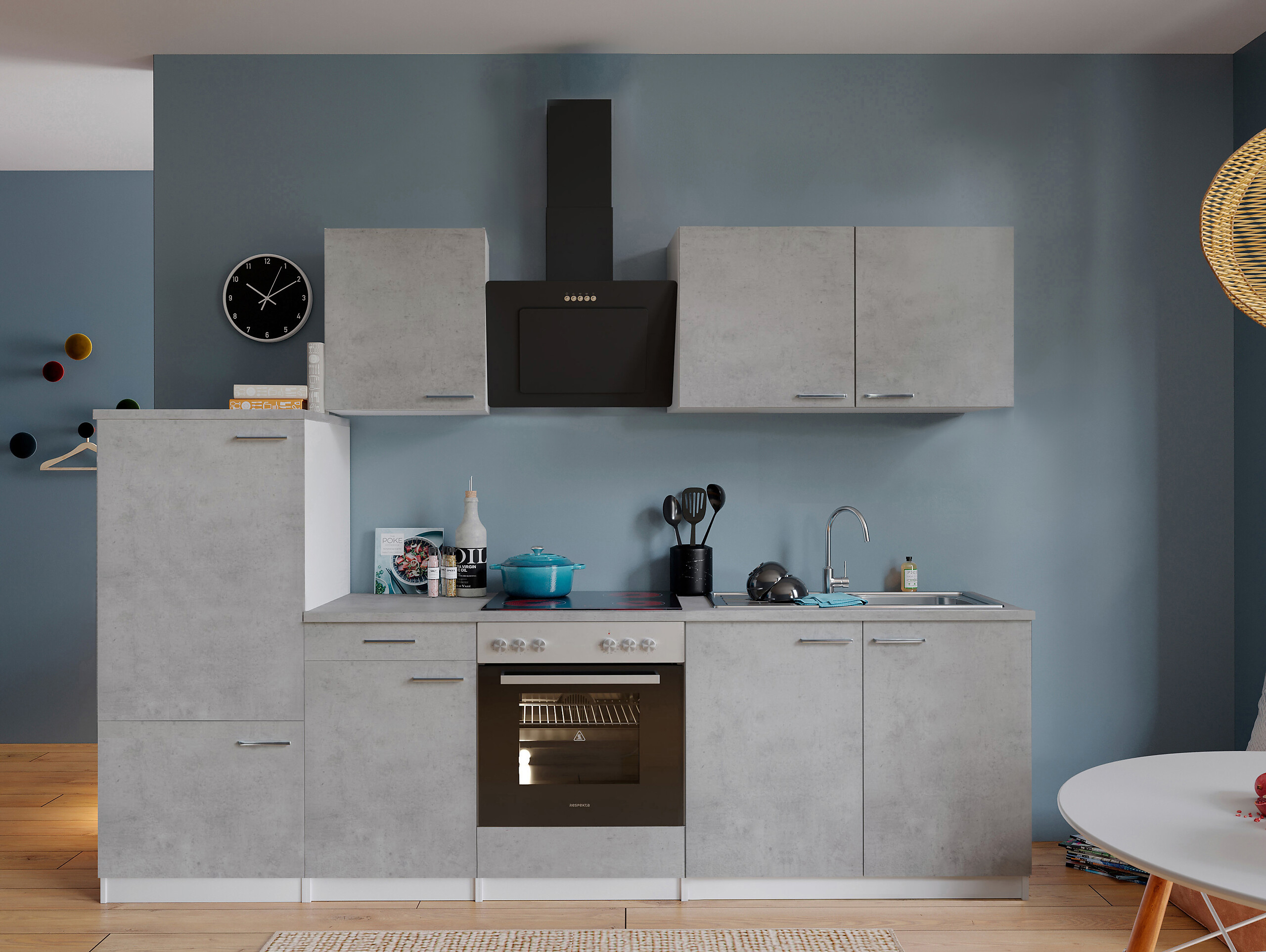 Respekta Küchenblock Malia Beton Optik B/H/T: ca. 270x200x60 cm