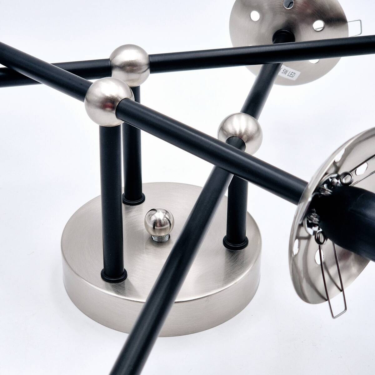 Lamkur Anbauleuchte Malena Chrom schwarz Glas Stahl B/H/L: ca. 64x20x64 cm E14 6 Brennstellen