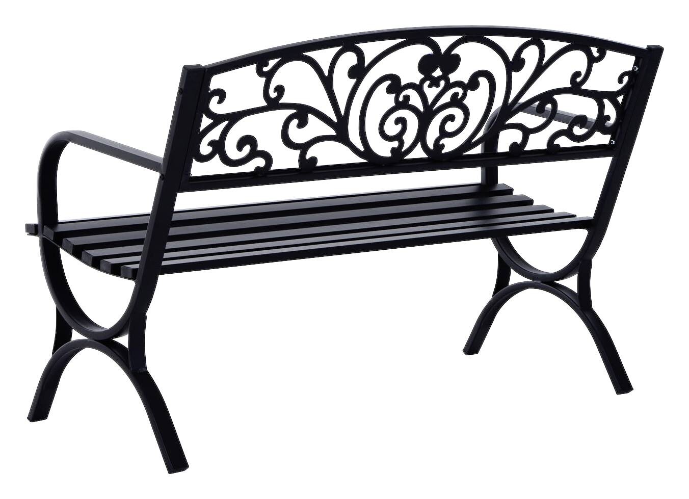 Outsunny Sitzbank schwarz Metall B/H/L: ca. 60x85x127 cm