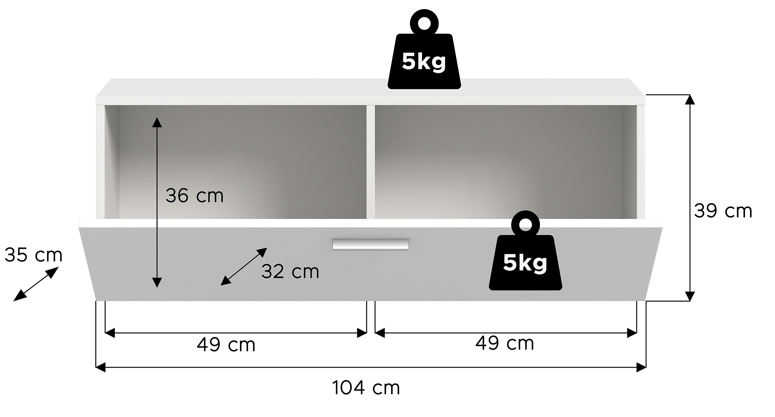 Garderobenschrank VAGA weiß B/H/T: ca. 104x39x36 cm