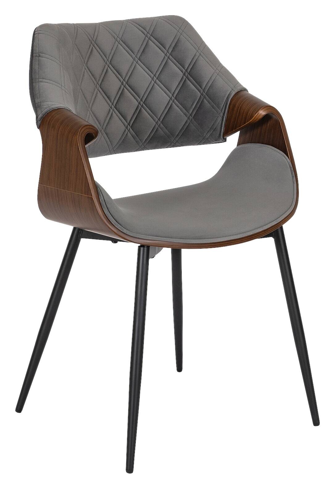 Stuhl DAKOTA nussbaum grau Velourstoff B/H/T: ca. 59x86x50 cm