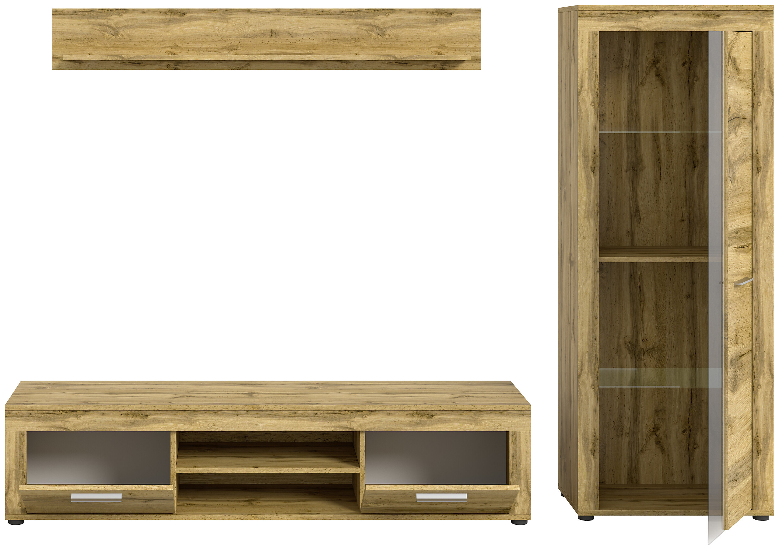 Wohnwand Jam Eiche Wotan Nachbildung B/H/T: ca. 235x159x35 cm