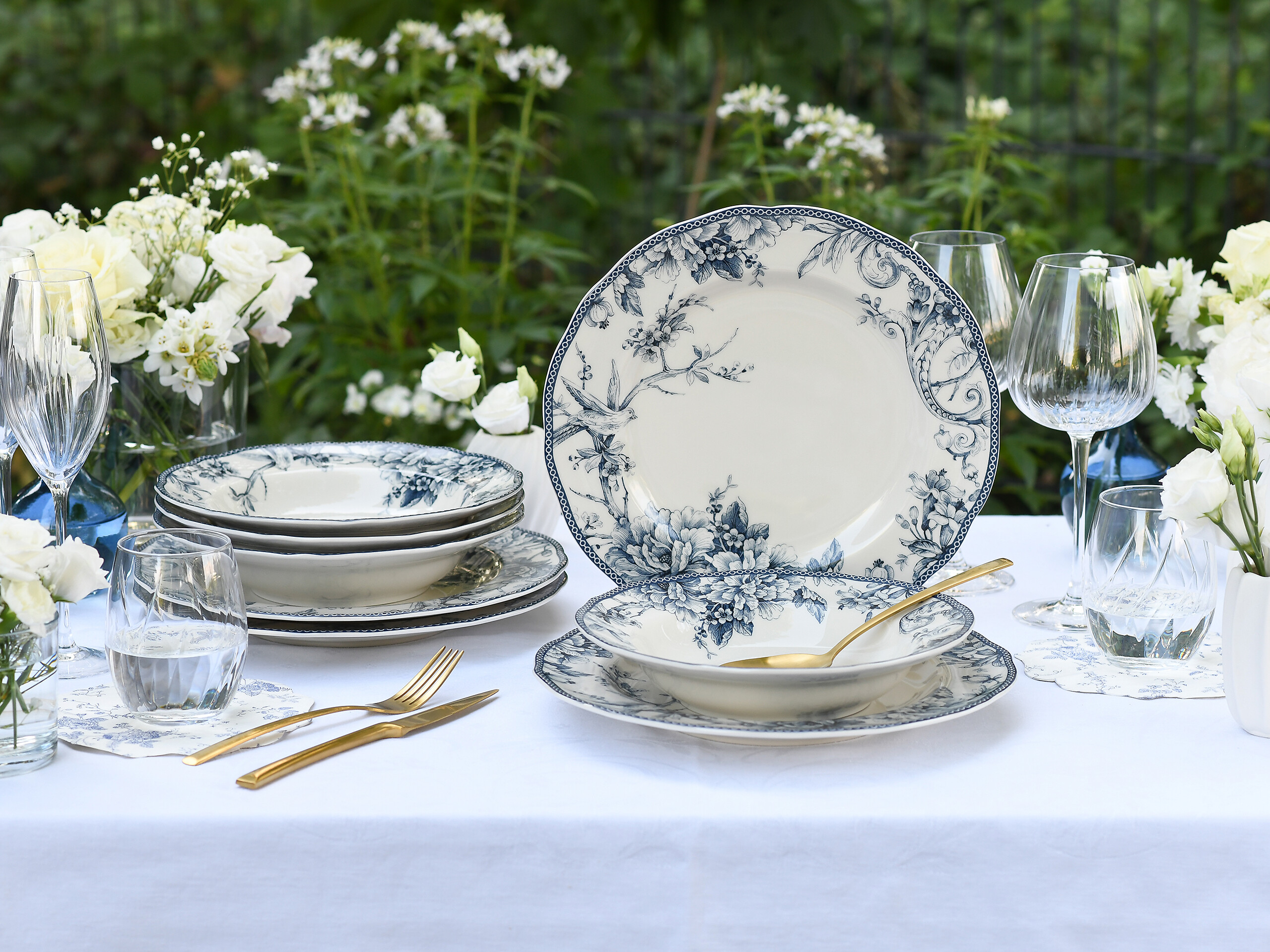 CreaTable Tafelservice Adelaide Blau blau Porzellan 8 tlg.