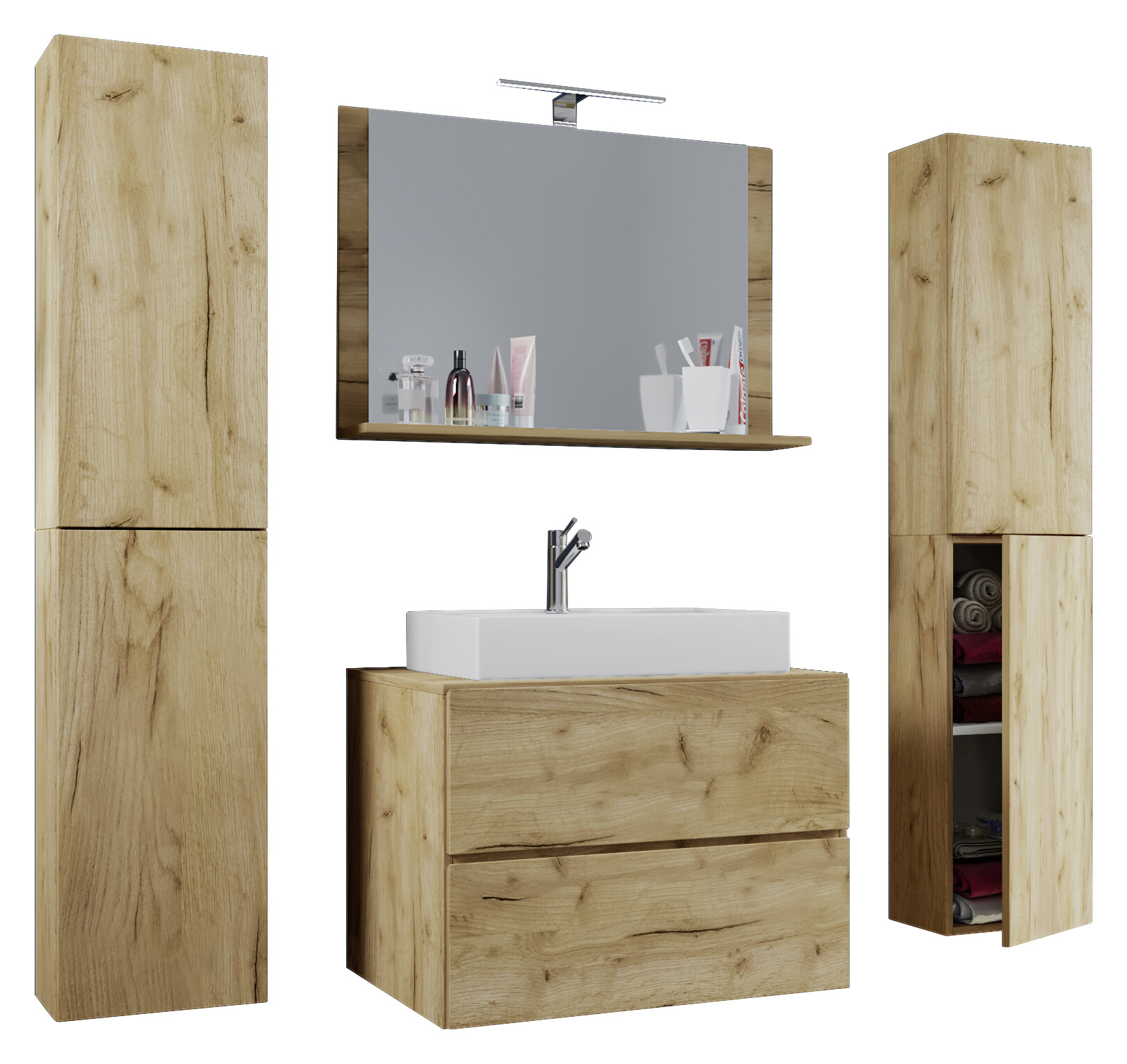 Waschplatz 5tlg-Lendas weiß Eiche Honig Nachbildung B/H/T: ca. 80x52x52 cm