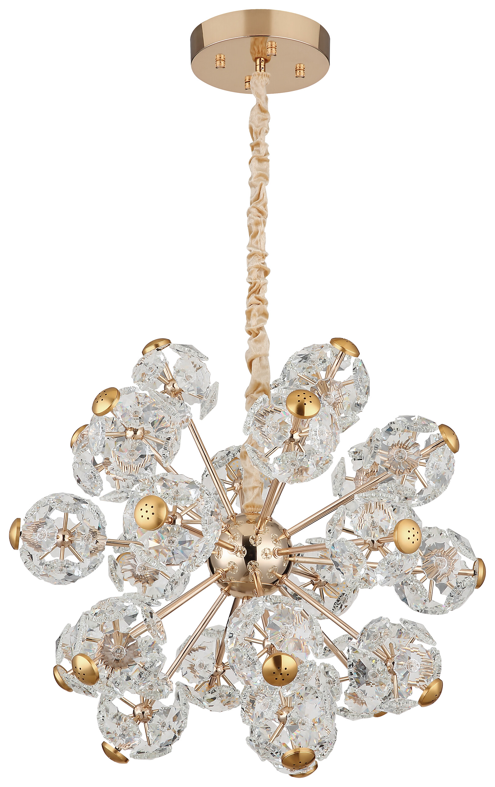 GLOBO Pendelleuchte klar gold Glas Metall H/D: ca. 135x65 cm 1.0 Brennstellen