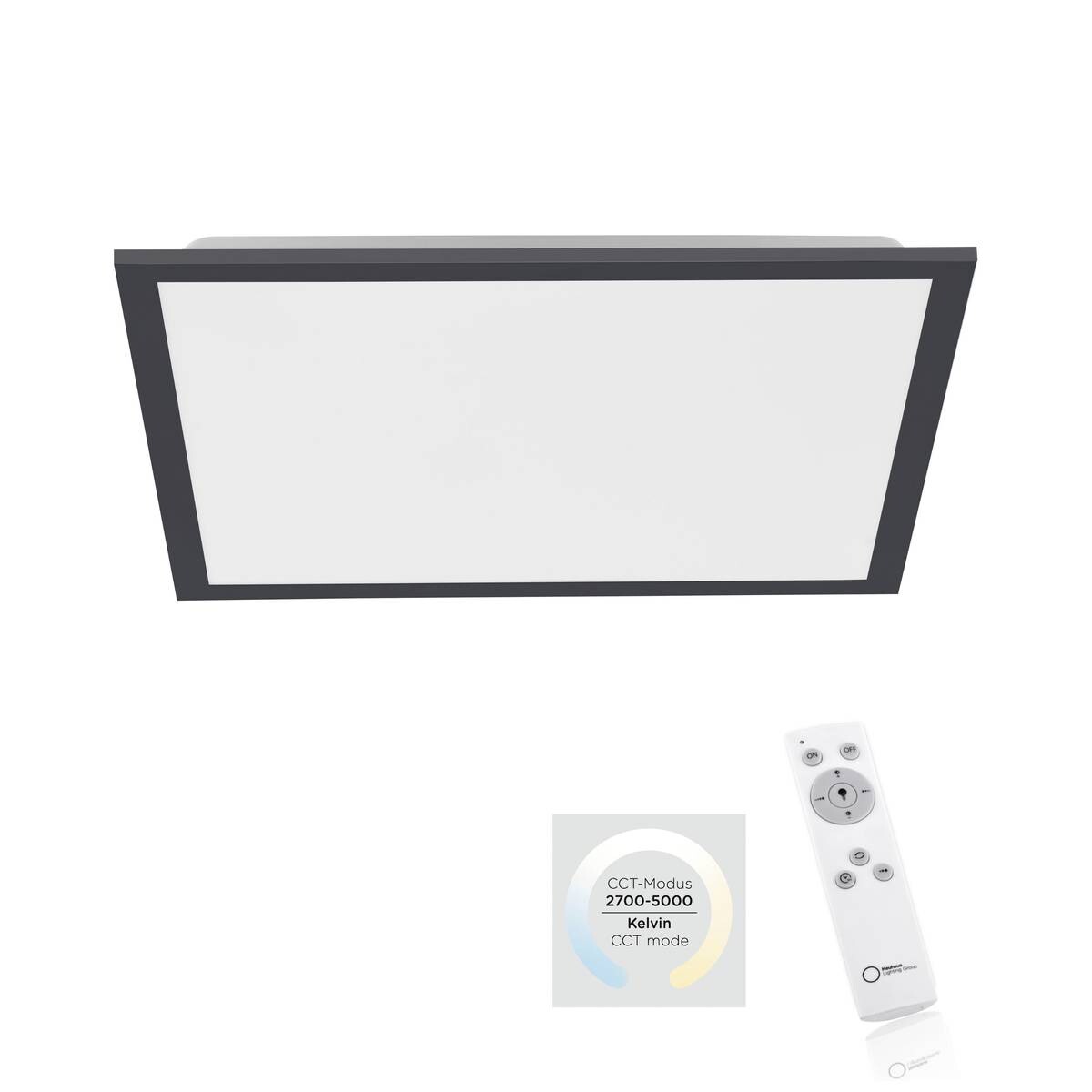 Just Light LED-Deckenpanel FLAT 14755-18 schwarz weiß Kunststoff Metall B/H/T: ca. 44,5x7x44,5 cm 1 Brennstellen
