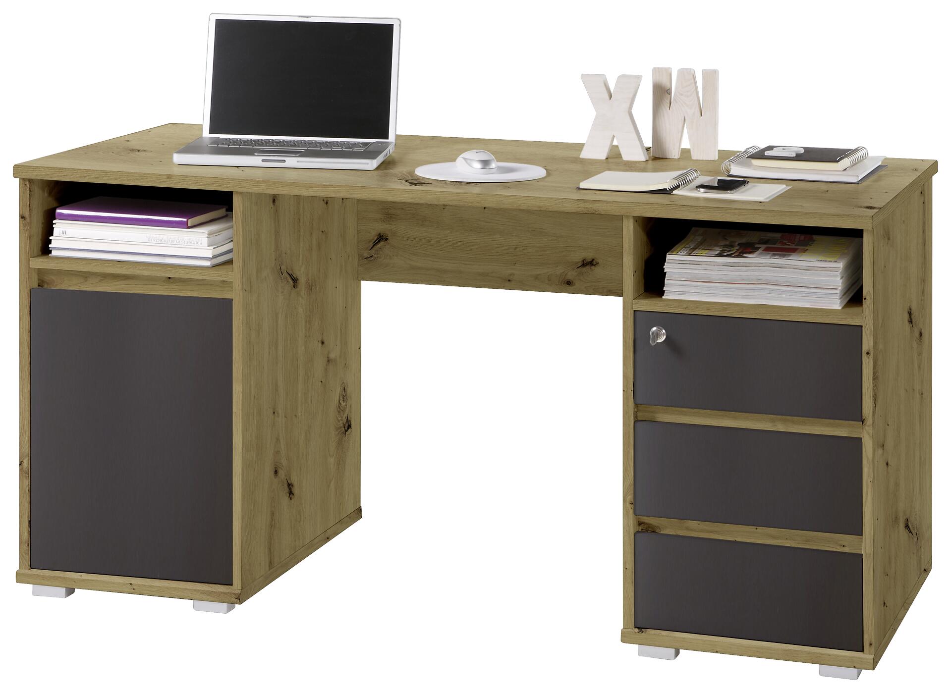 Schreibtisch Primus Eiche Artisan Nachbildung anthrazit B/H/T: ca. 145x74x65 cm
