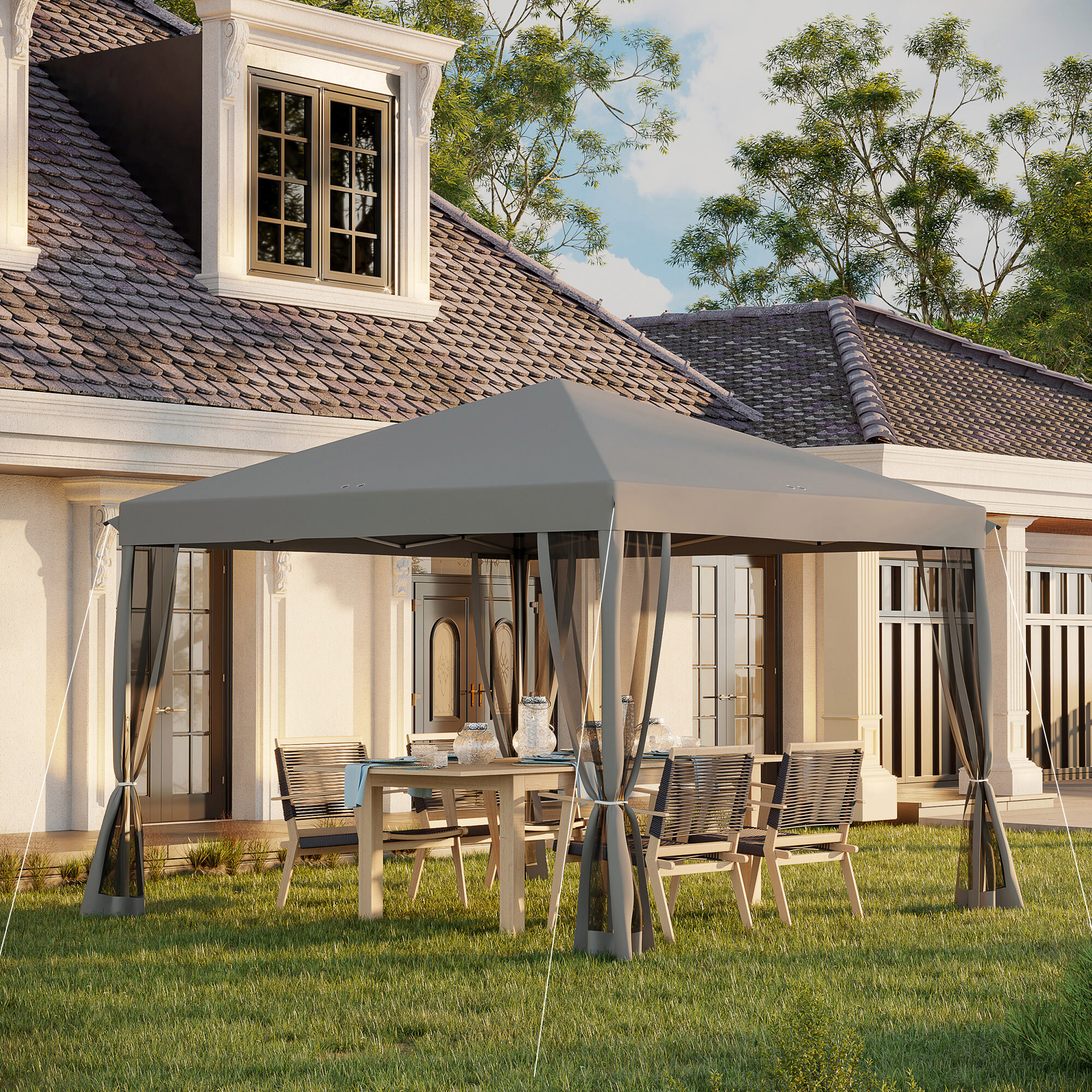 Outsunny Pavillon schwarz Metall B/H/L: ca. 295x260x295 cm