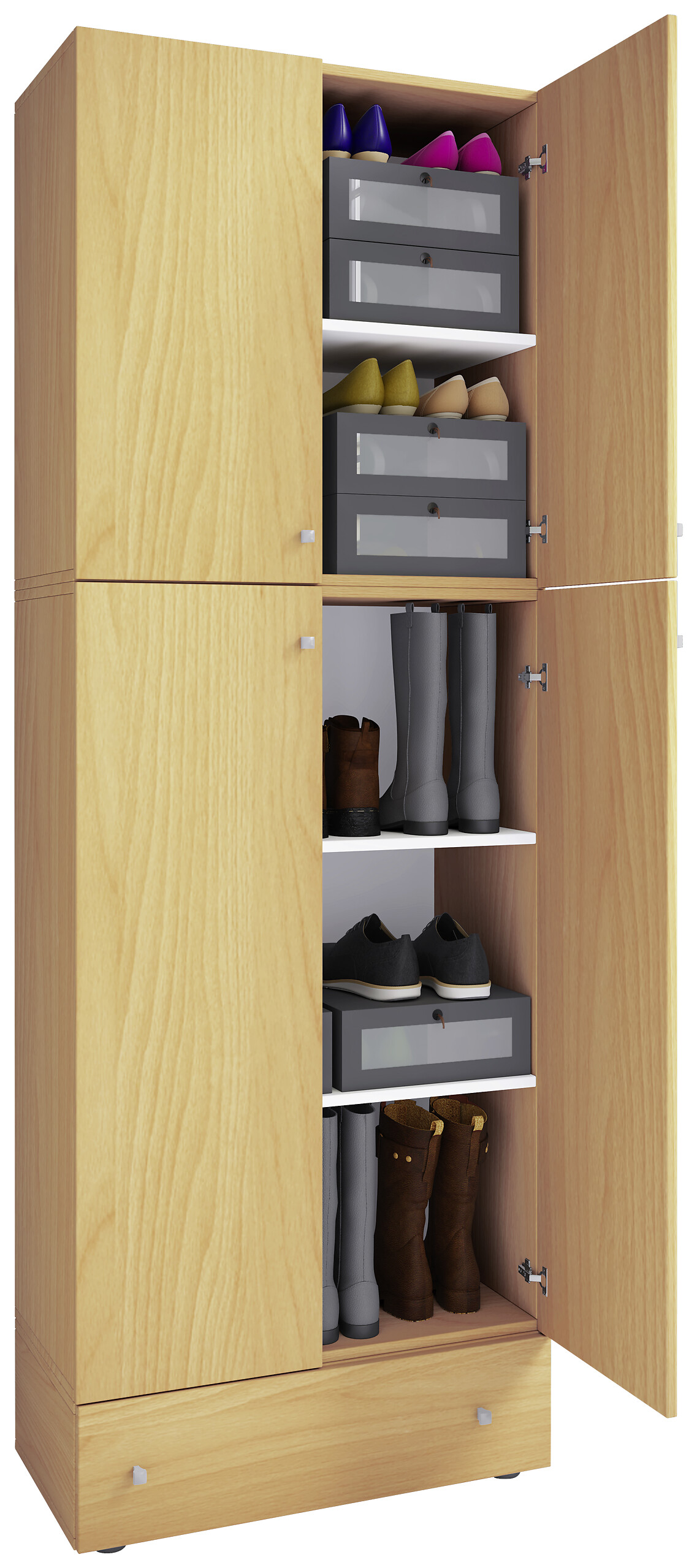 Schuhschrank Lona buche weiß B/H/T: ca. 200x70x39 cm