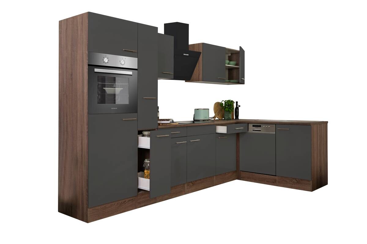 Respekta Winkelküche KBL310EYGS grau B/H/T: ca. 310x205x172 cm