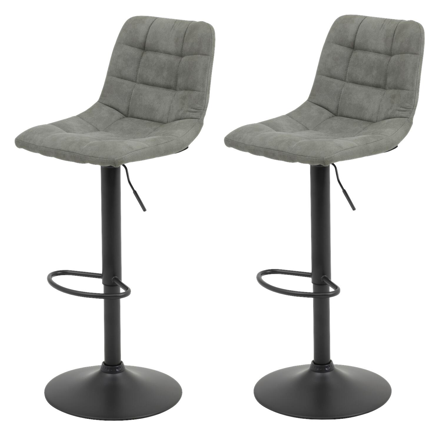 Barhocker Yvonne 2er Set grau Vintage Microfaser B/H/T: ca. 43x113x44 cm